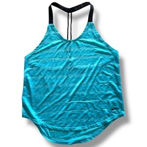Nike Loose Fit Racerback Elastika Elevate Tank Top with Dri-Fit sz M Blue Stripe